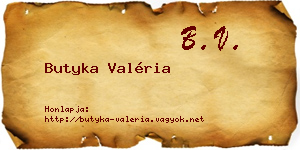 Butyka Valéria névjegykártya